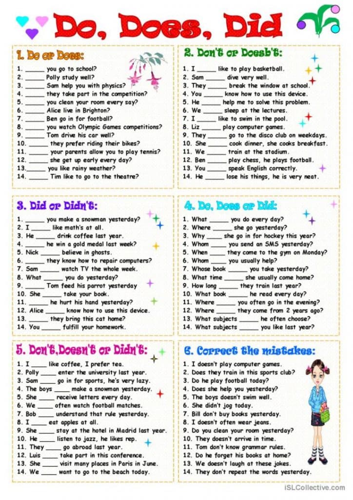 تمارين على do does did