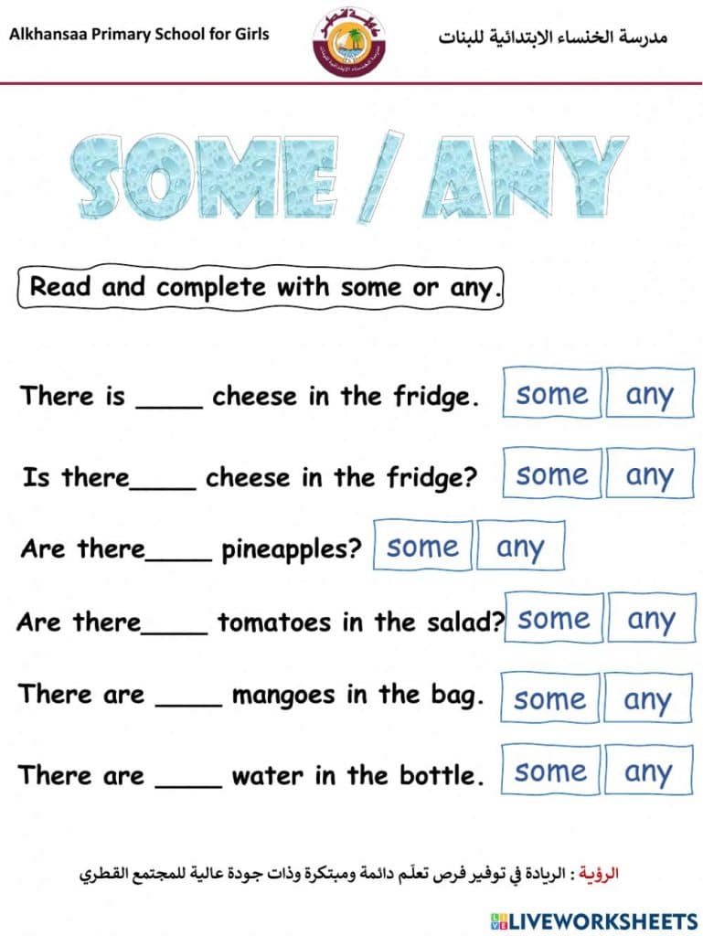 أسئلة على some any