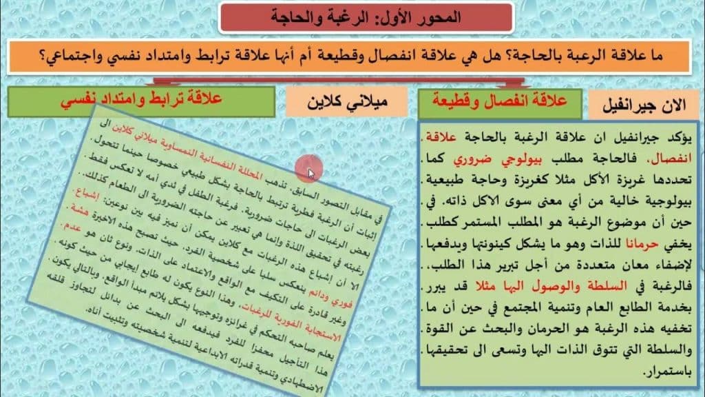 نموذج نص فلسفي حول الرغبة والحاجة