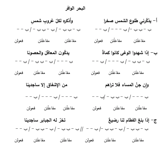 قصائد في بحر الوافر