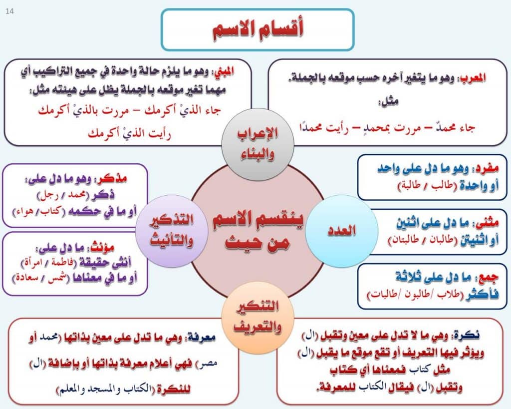 انواع الاسماء في اللغة العربية