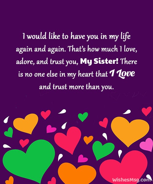 Heart Touching message for my sister