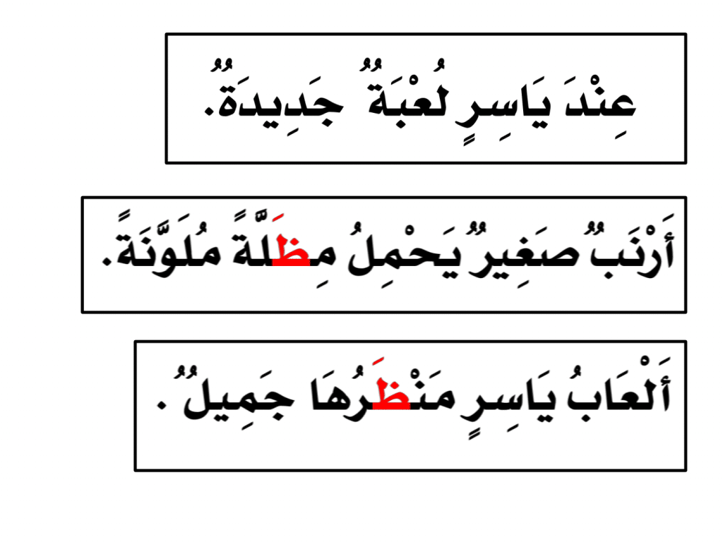 جمل فيها حرف الظاء