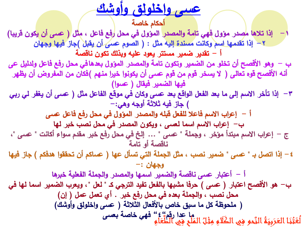 اعراب المصدر المؤول بعد عسى