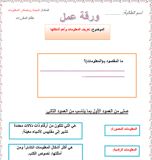 اوراق عمل البحث ومصادر المعلومات 3